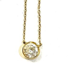 Gold tone and Silver Crystal Pendant Necklace 18 Inches Long